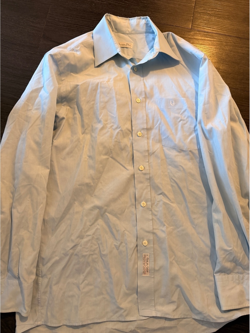 Vintage Christian Dior Chemises Blue Dress Shirt 15